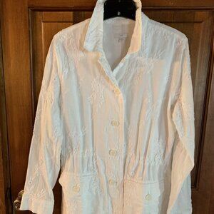 NEW J.Jill white embroidered jacket Small tall S Tall